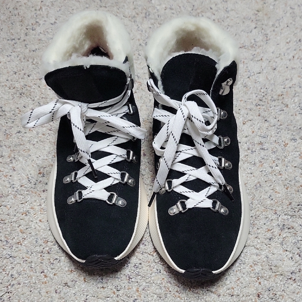 Women's SOREL Black and White High-Top Sneakers